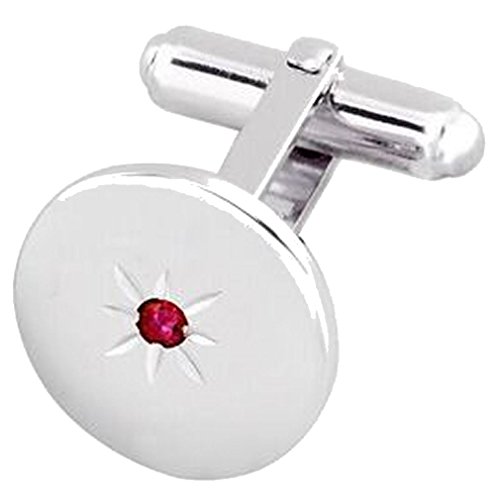 Select Gifts Sterling 925 Solid Silver Round Ruby Cufflinks Engraved Box