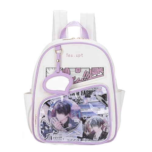 Ita Bag Anime Backpack for Kids Japanese School Bag with Pin Display Insert for Students Bookbag (Purple)