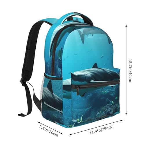 Casual Backpack for Women Men Sea with Sharks Lightweight Daypack Large Capacity Nurse Bag2