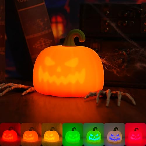 Veilleuse citrouille Halloween pour enfants lampe silicone multicolore réglable