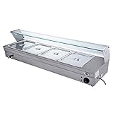 電気ソースウォーマー 2000W 業務用スープジャム食品用保温機 ガラスプロテクター付きステンレス容器 レストラン/ホテル/ケータリング用,Length 122cm-4 pots
