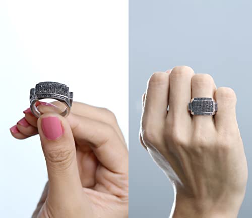 Dazzlingrock Collection 0.45 Carat (ctw) Round Black Diamond Men's Flashy Hip Hop Pinky Ring 1/2 CT, Sterling Silver2