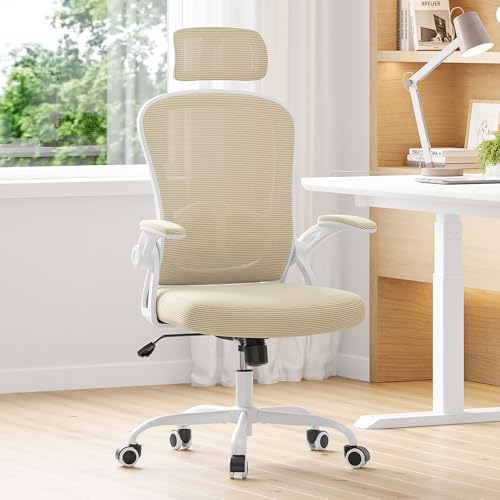 Farini Ergonomischer Stuhl Schreibtischstuhl Höhenverstellbar BürostuhlBequem mit Kopfstütze, Home Office Stuhl Computer Stühle Chefsessel mit Armlehne, 150 Kg PC Stuhl mit Rollen