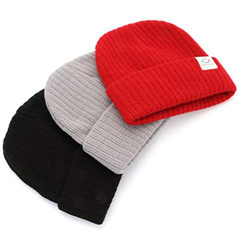 Kingrol 3 Pack Baby Knitted Beanie Hats, Cute Soft Warm Knit Caps For Baby, Girls And Boys, 0-3 Years #TOP1