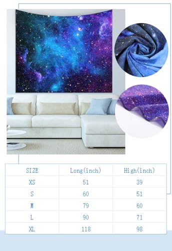 Apdidl Galaxy Tapestry for Bedroom Aesthetic Space Blue Night Starry Sky Stars Universe Tapestry Mysterious Nebula Wall Hanging Backdrop Room Decor for Bedroom Living Room (51\'\' x 60\'\')