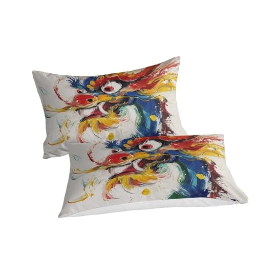 Housse de couette dragon 3D microfibre douce infroissable avec zip