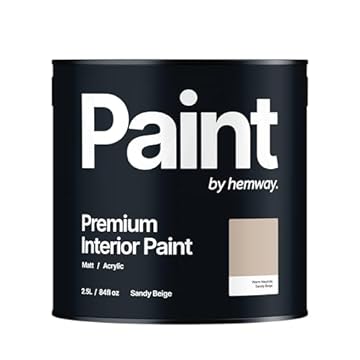 Hemway - Premium Interior Paint - Sandy Beige 2.5 L | Indoor Matt Finish, Acrylic & Water-Based Emulsion | Quick Dry & High Coverage for the Kitchen, Bathroom & Bedroom