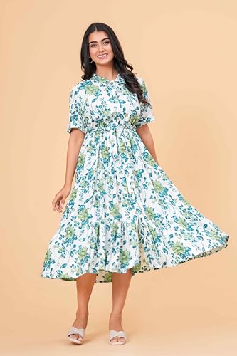 Image of Women's Stylish Floral Printed One-Piece Maxi Dress for Women - Elegant Long Dress