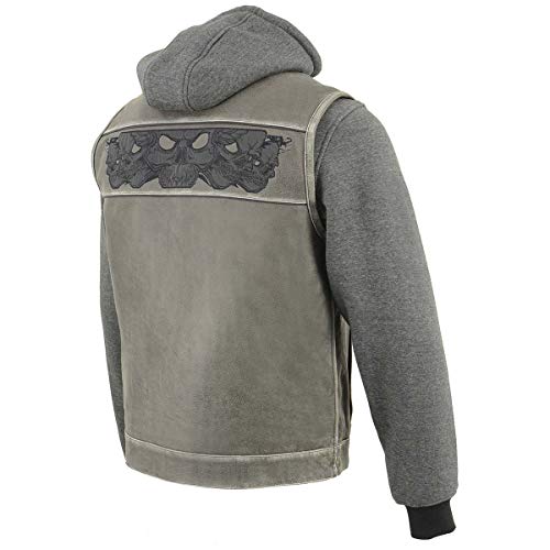 Image of Milwaukee Leather Men's Leather Motorcycle Vest w /Hoodie