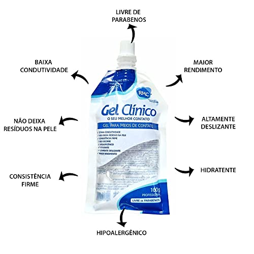 Gel Clínico Contato Condutor Ultrassom Ecógrafo Doppler Tens e Fes Laser Incolor Rmc 100g