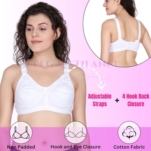 Image of ELEG & STILANCE Women's Wireless Full Coverage Plus Size Bra Non-Padded Breast Lifting Bra for Support and Comfort