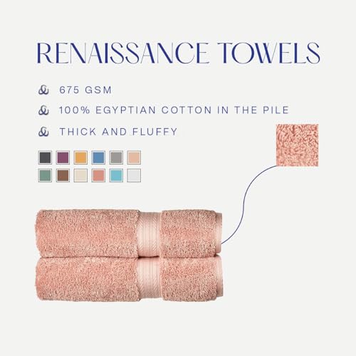 Christy Renaissance 6 Piece Towel Set | Peony Pink | 100% Egyptian Cotton Pile | Luxuriously Soft and Super Absorbent | 675 GSM | 2 Bath Towels 2 Hand Towels 2 Face Cloths