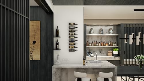 Image of Ultra Wine Racks Max Reveal Wall Mounted Wine Rack - Black Metal Wall Rails, 4 ft (12 Bottles)