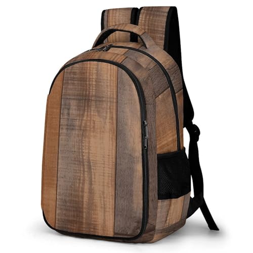 GHEPSDW Backpack，Travel Backpack，Brown Wooden 180 Degree Opening Backpacks，Suitable for Use in Work, Travel, Business Trips, And Other Occasions.