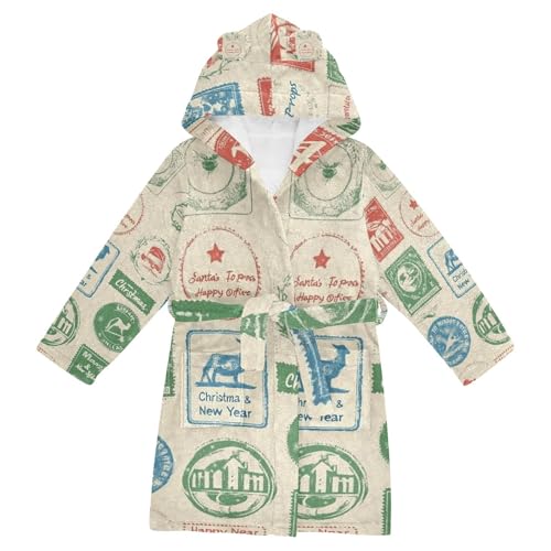 Colorful Stamp Christmas Seamless Hooded Pajama Sleepwear For Girls