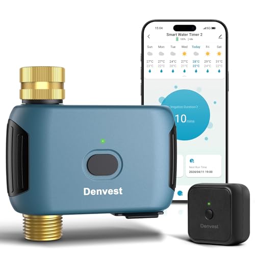 WiFi Water Timer with Brass Inlet & Outlet, 1 Zone Smart Sprinkler Timer for Garden Hose Faucet,...