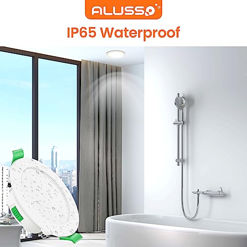 ALUSSO IP65 LED Downlights Ceiling Dimmable 5.5W Ultra Slim Recessed Ceiling Lights, 3000K Warm, 4000K Neutral, 6500K Cool White Adjustable Bathroom Spotlights, 10 Pack