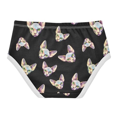 Joisal Colorful Sphynx Cat Black Panties for Girl Toddler Underwear Floral Cotton Durable Underpants Briefs 2t2