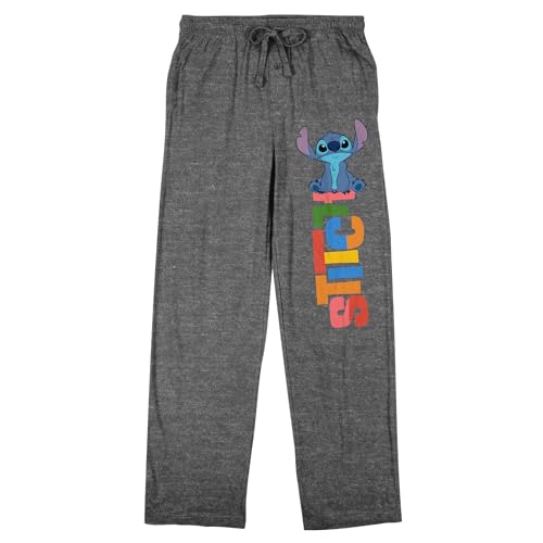 Bioworld Lilo & Stitch Stitch Logo and Text Men's Heather Gray Pajama Pants