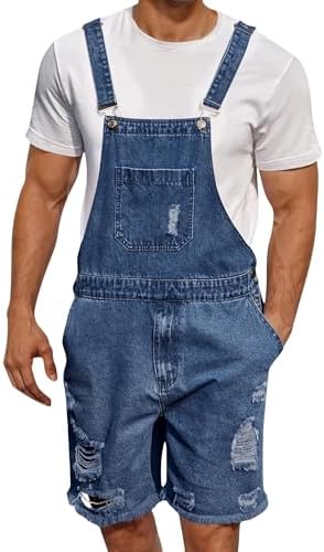Felcia Denim Overalls for Men Jean Shorts Adjustable Straps