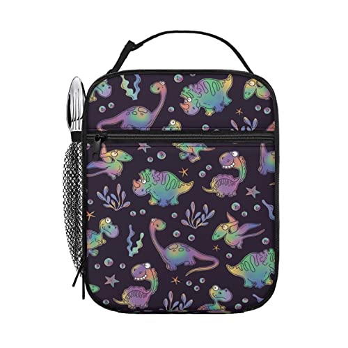 Dacawin Colorful Rainbow Dinosaur Lunch Bag Insulated Ocean Seaweed Alphabet Dino Reusable Cooler Lunch Box Thermal Tote Lunch Handbag For Kids Boys Work Picnic #TOP5