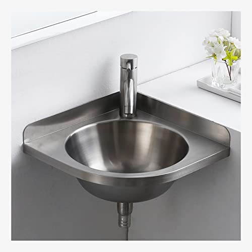 JIANFEI Eckwaschbecken, Bar-Spülbecken, Dreieckiges Waschbecken, Edelstahl-Eckwaschbecken, Mini-Eitelkeitsraum, Küchenspüle, Becken Für Badezimmer, Öffentliche Plätze, Silver, A(32x32x45cm)