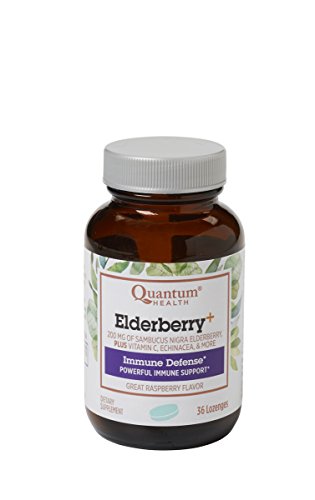 Quantum Health Elderberry Lozenges, Raspberry Flavor w/ Herbals for Throat Comfort, Immune Support, Bagged, 36 Ct.