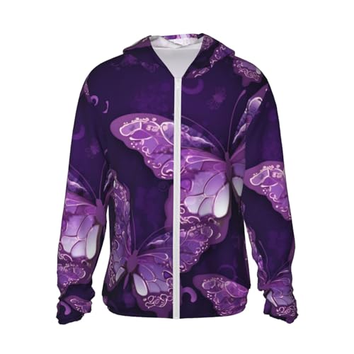 Veste à capuche UPF 50+ fermeture éclair protection solaire violette