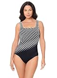 Reebok Women's Swimwear Sport Fashion Endless Endurance Scoop Neck One Piece Swimsuit, Black/White,