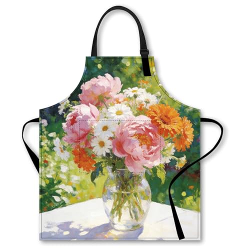 Image of Nuxovilar Decorative Kitchen Apron, 26.77x30.70 Inch Polyester Cooking Wearable Cover