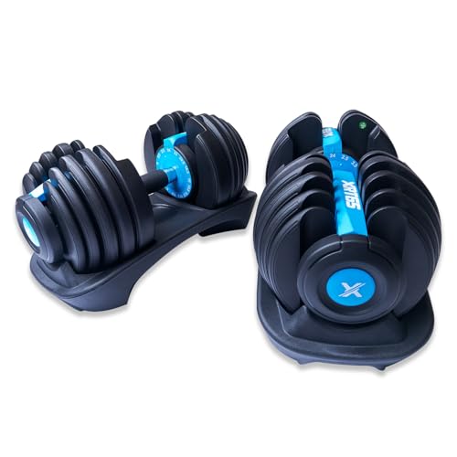 XRT65 Adjustable Dumbbells Set of 2 | 2.5Kgs – 24Kgs | Gym Equipment Set for Home Workout | Designed in America | Black (24 KGs + 24 KGs), Iron + Polypropylene + Nylon XRT65 Adjustable Dumbbells Set of 2 | 2.5Kgs – 24Kgs | Gym Equipment Set for Home Workout | Designed in America | Black (24 KGs + 24 KGs), Iron + Polypropylene + Nylon