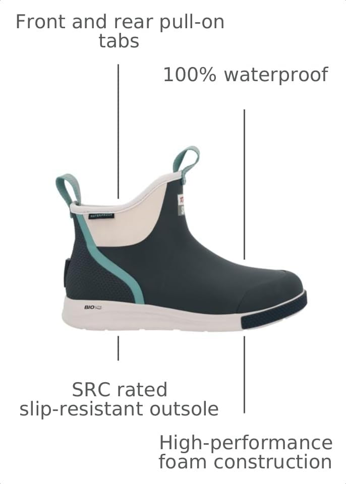 Image of XTRATUF 6 inch Women's Ankle Deck Boot Sport - 30% Lighter, 100% Waterproof Rubber Fishing Footwear - Non-Marking, SRC-Rated Slip-Resistant Outsole - Moisture-Wicking Liner