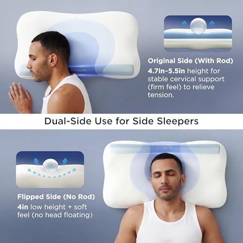 Image of Bedsure Cervical Neck Pillow - Ergonomic Memory Foam Pillows for Side & Back Sleepers, Orthopedic Shape Gently Supports Head & Neck, Shoulder Pain Relief for Deeper Sleep Cloud Pillow