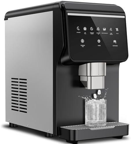 Nugget Ice Maker Countertop, Ice/Water/Ice & Water Optional, 90Lbs/24H Pellet Crushed Chewable Ice Machine Stainless Steels with Self-Cleaning for Home Office Kitchen Party RV