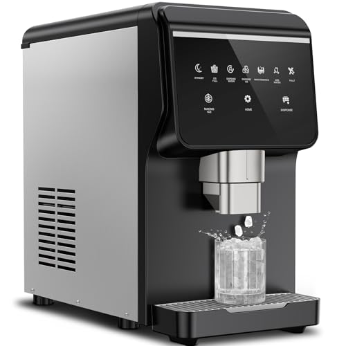 Image of Nugget Ice Maker Countertop with 7Lbs Storage, Ice /Water /Ice & Water Optional, 90Lbs /24H Pellet Crushed Chewable Ice Machine Stainless Steels with Self-Cleaning for Home Office Kitchen Party RV