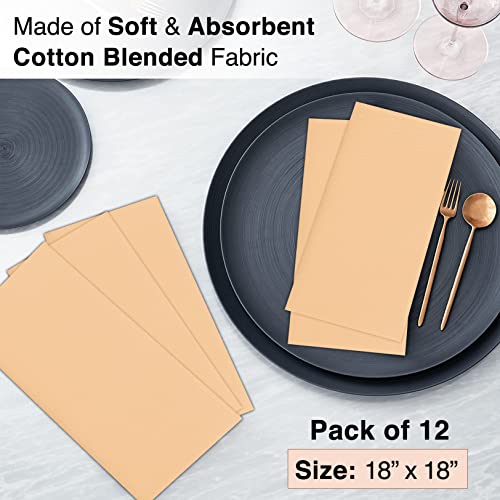 Ruvanti Cloth Napkins Set Of 12, 18X18 Inches Napkins Cloth Washable, Soft, Durable, Absorbent, Cotton Blend. Table Dinner Napkins Cloth For Hotel, Lunch, Restaurant, Wedding, Parties - Yellow Gold #TOP3