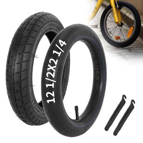 12 1/2 x 2 1/4 Bike Tire and Inner Tube, 12.5x2.25 BMX Tire Set (57-203) Compatible with Jetson Kids Bike Caster Trike Bob Stroller and Many Other 12 inch Bicycle Tyre (1 Set)