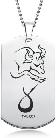 Personalised Jewellery Taurus Zodiac Sign Stainless Steel Dog Tag with Gift Box