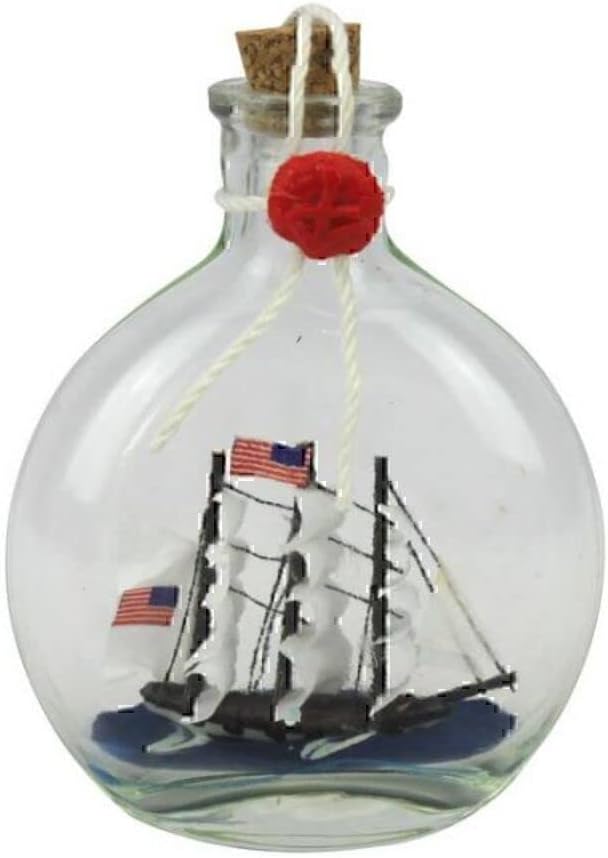 Handcrafted Nautical Decor USS Constitution Model Ship in a Glass Bottle 4" - Ship in a Bottle - Model Boa