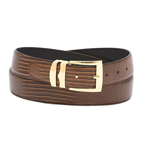 Bonded Leather Belt LIZARD Skin Pattern Solid Colors Gold-Tone Buckle XL Sizes