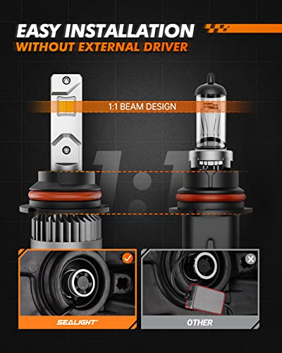 Image of SEALIGHT 9007 /HB5 Fog Bulbs,48,000LM Super Brightness, 9007 Fog Lights with Adjustable Lock Ring, 9007 Powersports Bulbs with Cooling Fan, Pack of 2