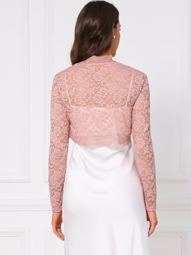 Image of Allegra K Floral Lace Bolero Shrug for Women Elegant Long Sleeve Sheer Cropped Lace Cardigan