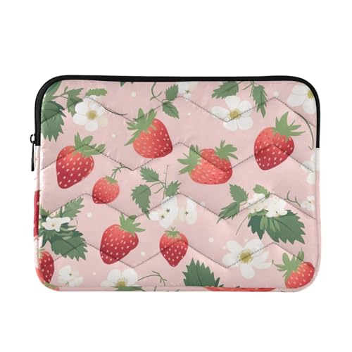 Funda para portátil de 13-14 pulgadas rosa con diseño flor de fresa