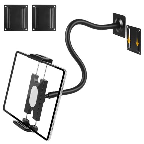 Image of Tablet /iPad Wall Mount Holder With 3*Universal Bases Easily Switch Scenario | Gooseneck 360 Rotating Metal Tablet Wall Mount,iPad Wall Mount,4-13 iPad Pro Air /Smartphone /eReader /Kindle Fire /Galaxy Tab