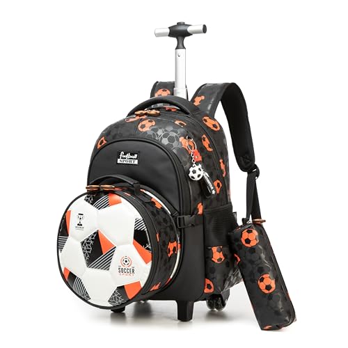 MYHSBYO Mochila infantil com rodinhas para crianças no jardim de infância, escola, futebol, mochila escolar para meninos, 16.5'x11.8'x7.8'