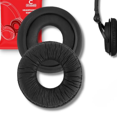 Image of Crysendo Headphone Cushion for Sony mdr zx310a Headphones | 70mm Headphone Cushion Frog Leather Cushion 7cm Ear Cushion | 1.5cm Thick Replacement Ear Pads | Frog Leather & Soft Foam Earpad (Black)
