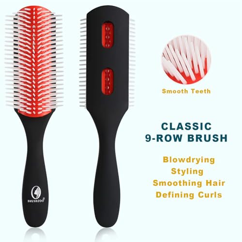 Detangling Brush, O BRUSHZOO hair Brush for Curly Hair, Hair Brushes for Women Men or Kids Curly Hair, Detangler Brush for Natural 3/4abc Hair, Easier and Faster Detangling on Wash Days (Red)