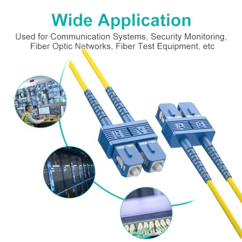 Image of 3m OS2 SC to SC Fiber Patch Cable, Single Mode Fiber Optic Cable, SMF Duplex SC-SC UPC, 9 /125um, LSZH, Yellow, for 1G /10G SMF SFP Transceiver, Networks