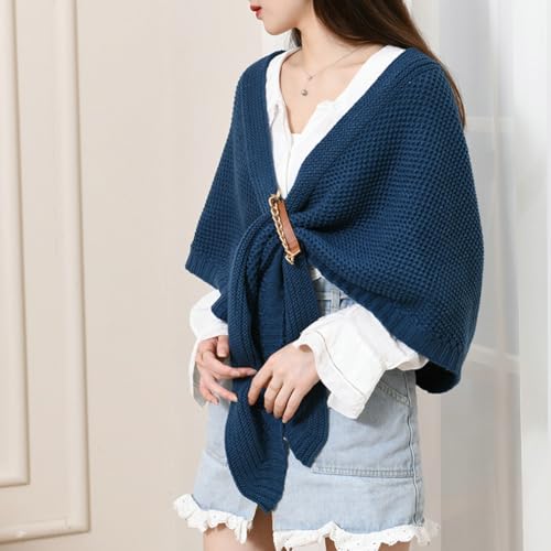 Triangle Shawl Knitted Winter Scarf and Wraps Crochet Ponchos Loose Cloak Scarf Soft Batwing Sleeves Shawl2
