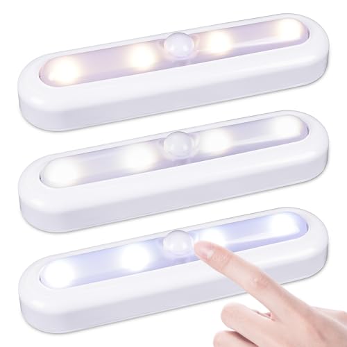 STAR-SPANGLED 3 Pack 7” Dimmable Push Tap Lights, Stick on LED Touch Lights AAA Battery Operated for Kitchen, Closet, Under Cabinet, 3 Color Modes